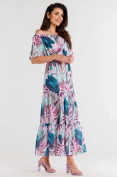 awama long chiffon dress with elastic lining  Adomoo